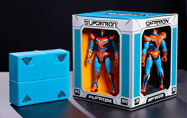 **Prompt:** Close-up shot of a Supertron limited edition figure still in its premium packaging, showcasing the detailed design and vibrant colors, emphasizing the unboxing experience.